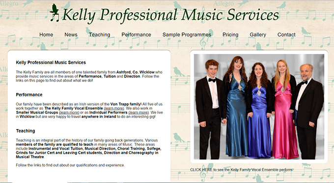 Kelly Professional Music Services Website